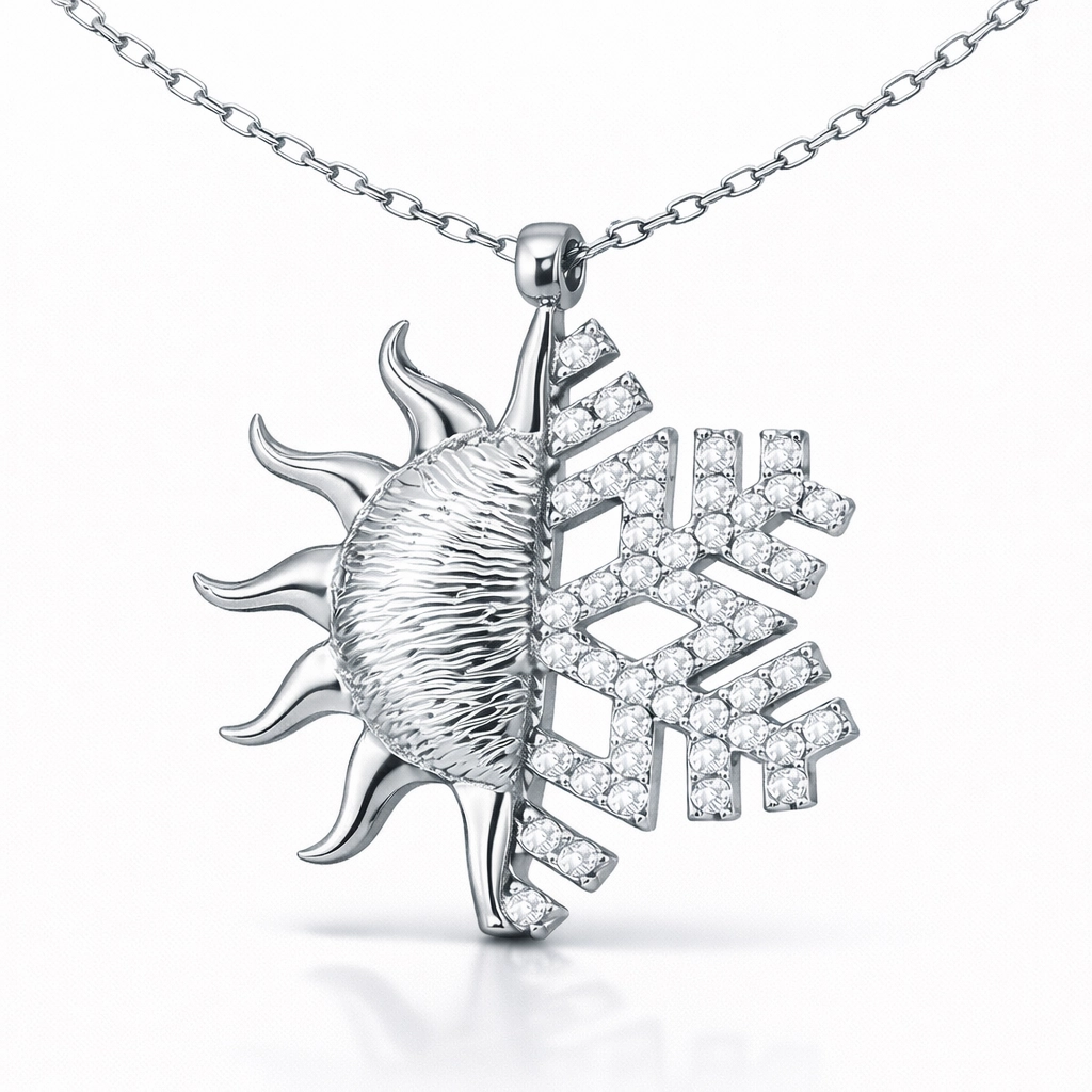 Silver Sun Snowflake Women’s Necklace