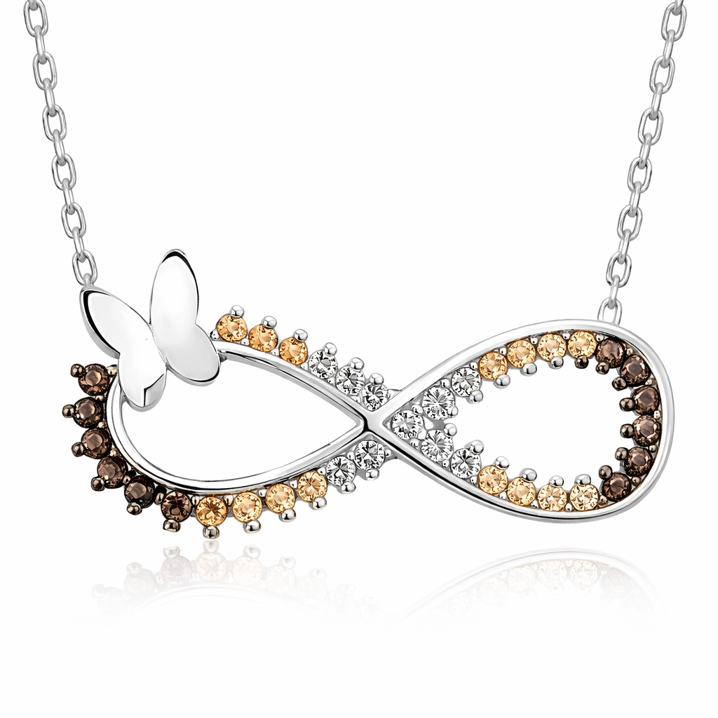 Silver Butterfly Infinity Necklace