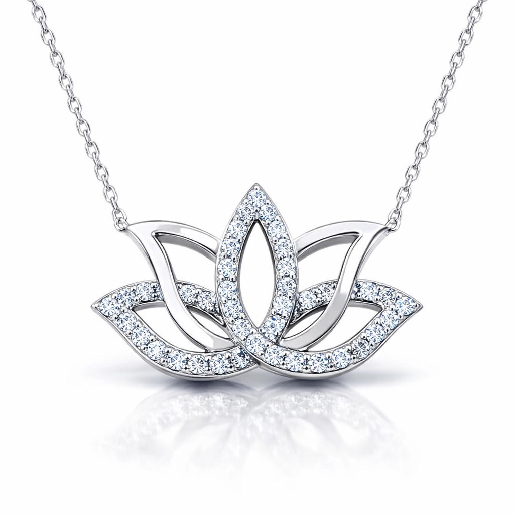 Silver Lotus Flower Necklace