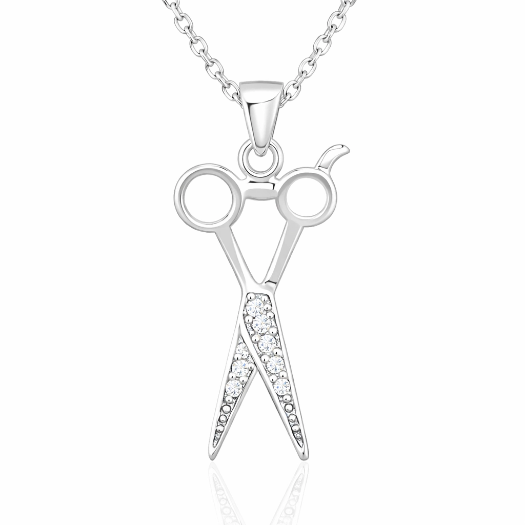 Silver Scissors Necklace for Women
