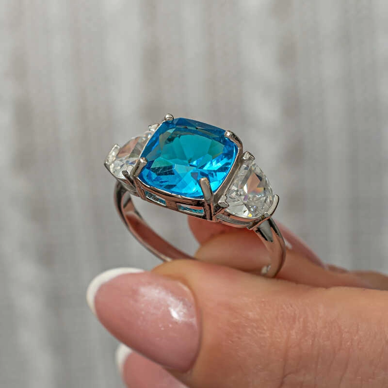 Silver Blue Zircon Stone Women’s Ring