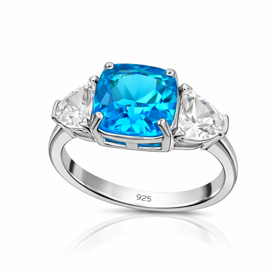 Silver Blue Zircon Stone Women’s Ring