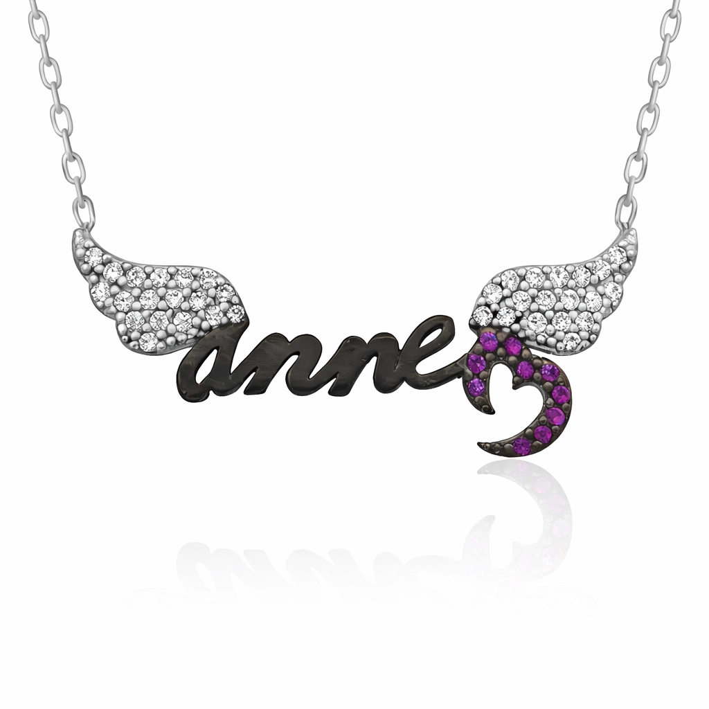 Silver Angel Mom Necklace for Women