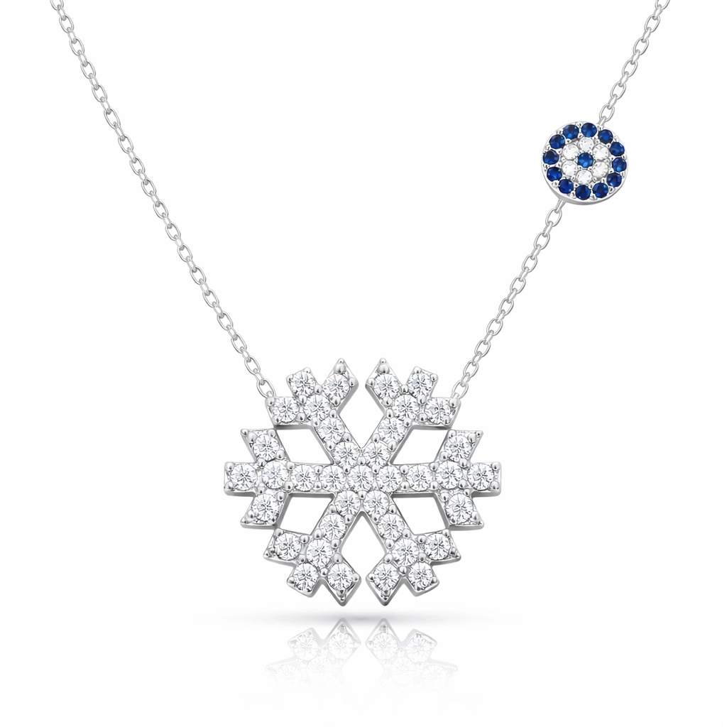 Silver Evil Eye Snowflake Women’s Necklace