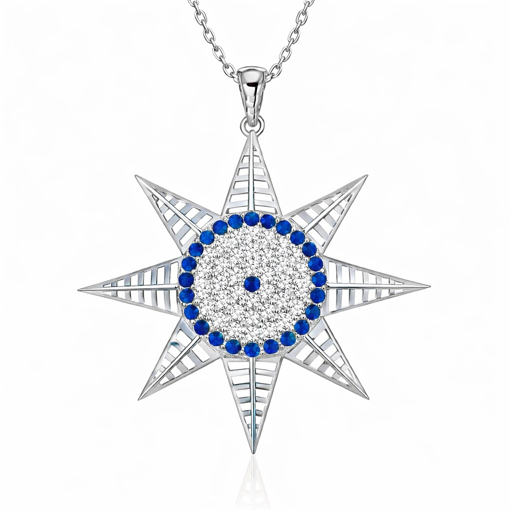 Silver Evil Eye North Star Women’s Necklace