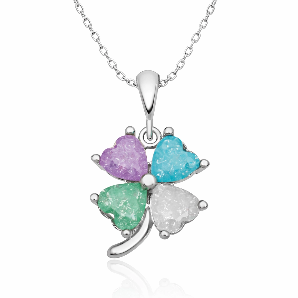 Silver Color Stone Heart Clover Women’s Necklace