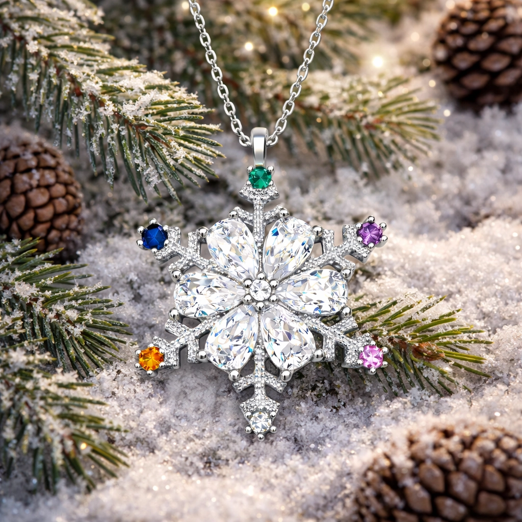 Silver Color Stone Snowflake Women’s Necklace