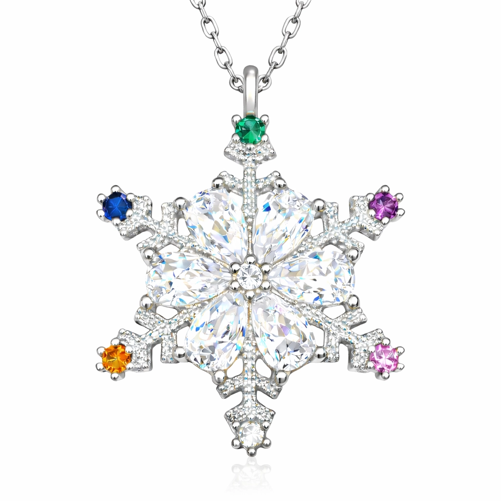 Silver Color Stone Snowflake Women’s Necklace