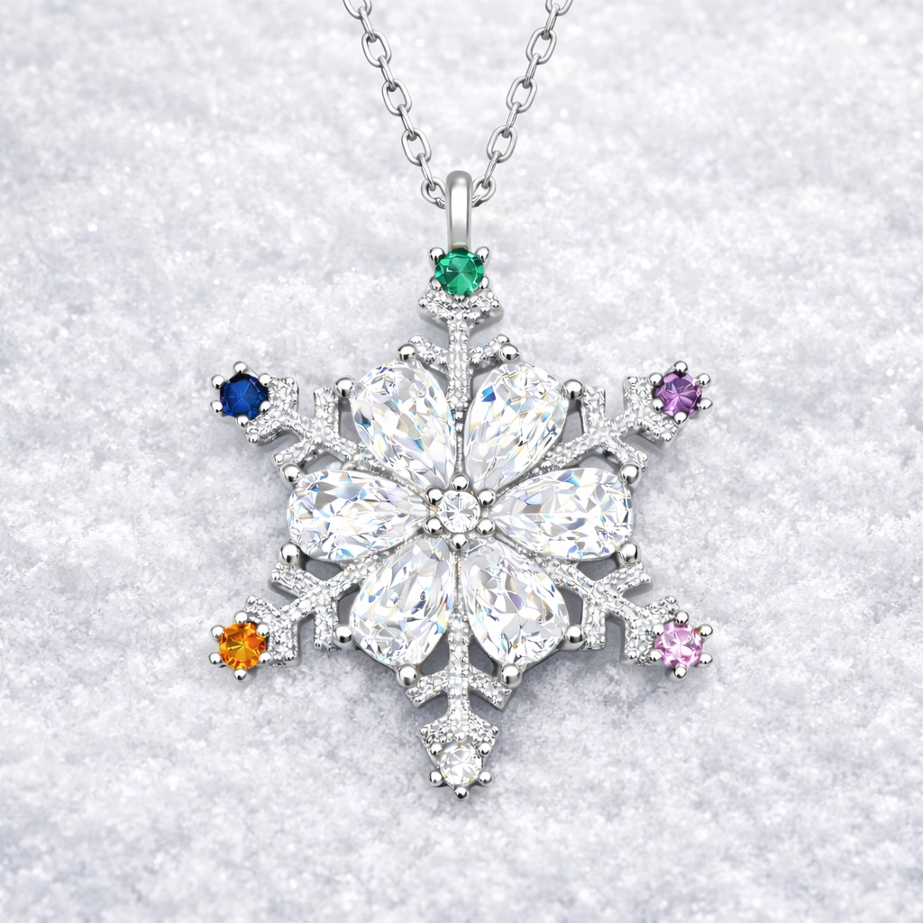 Silver Color Stone Snowflake Women’s Necklace