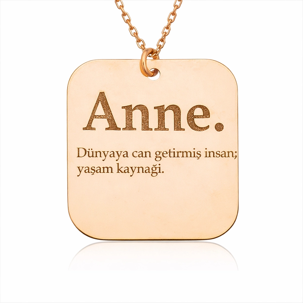 Silver Rose Mother Written Plate Necklace for Women