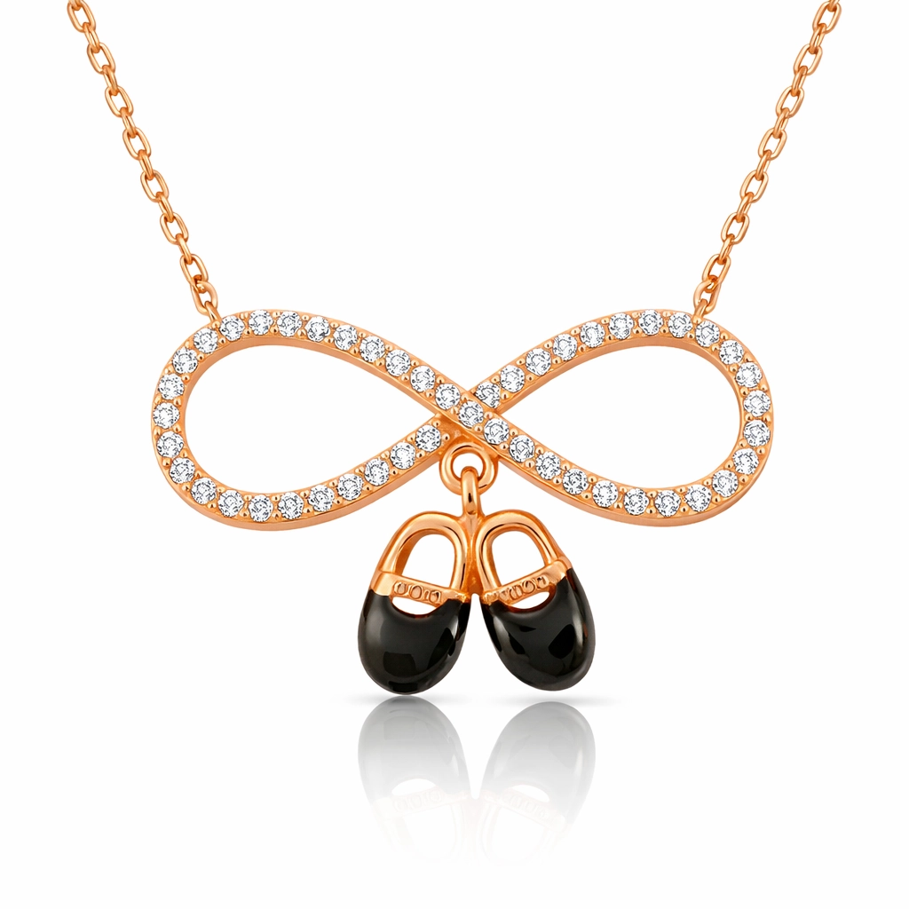 Silver Rose Baby Bootie Infinity Women’s Necklace