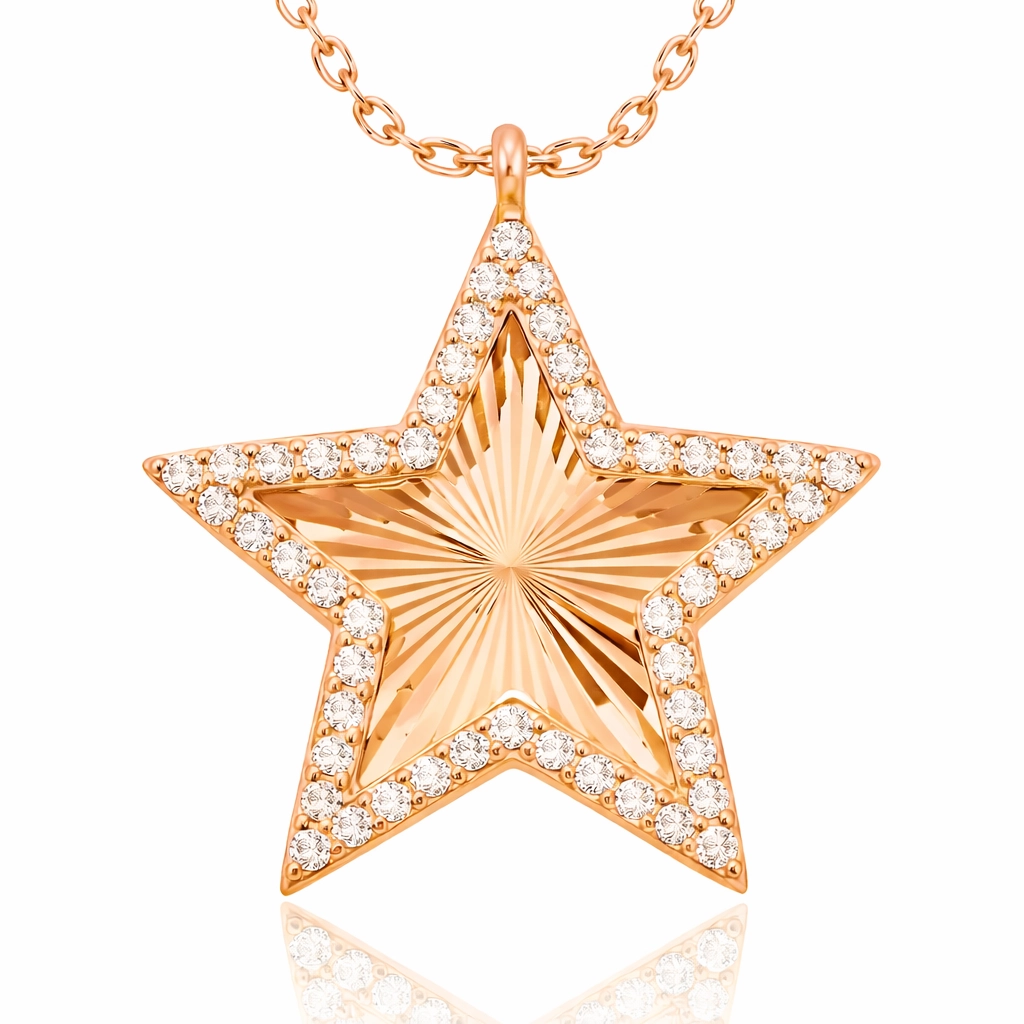 Silver Rose Fırfır Patterned Star Women's Necklace