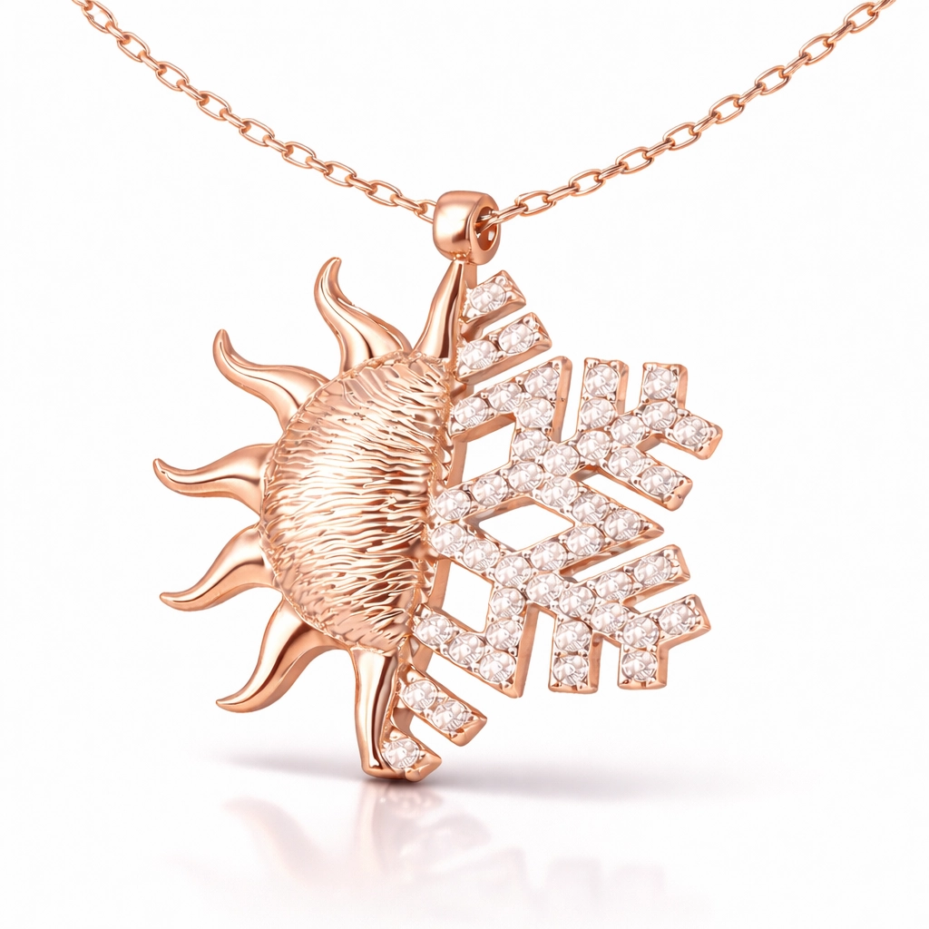 Silver Rose Sun Snowflake Women’s Necklace