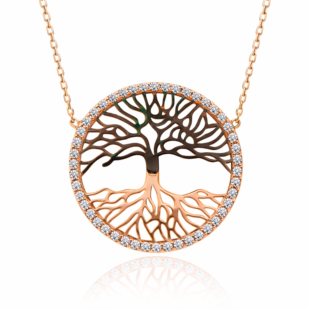 Silver Rose Tree of Life Women’s Necklace