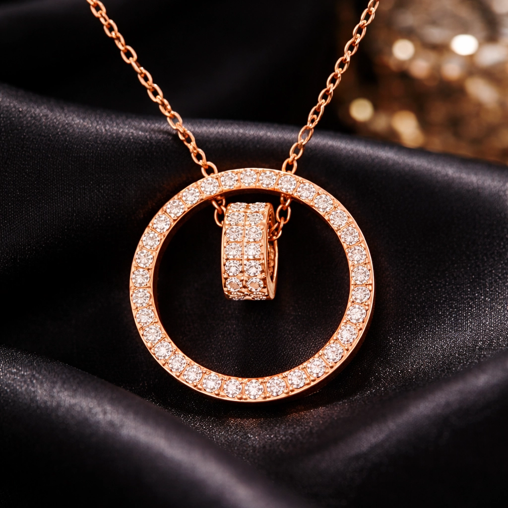 Silver Rose Interlocking Ring Women’s Necklace