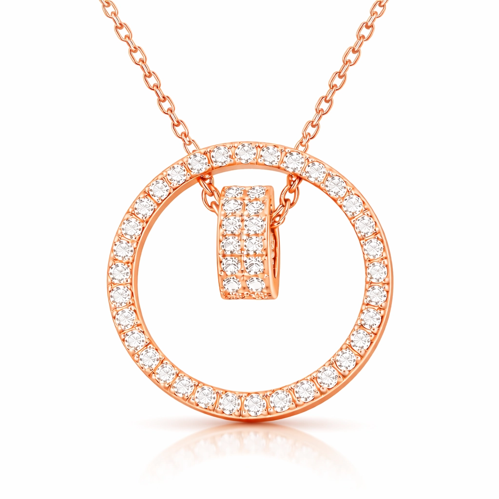 Silver Rose Interlocking Ring Women’s Necklace
