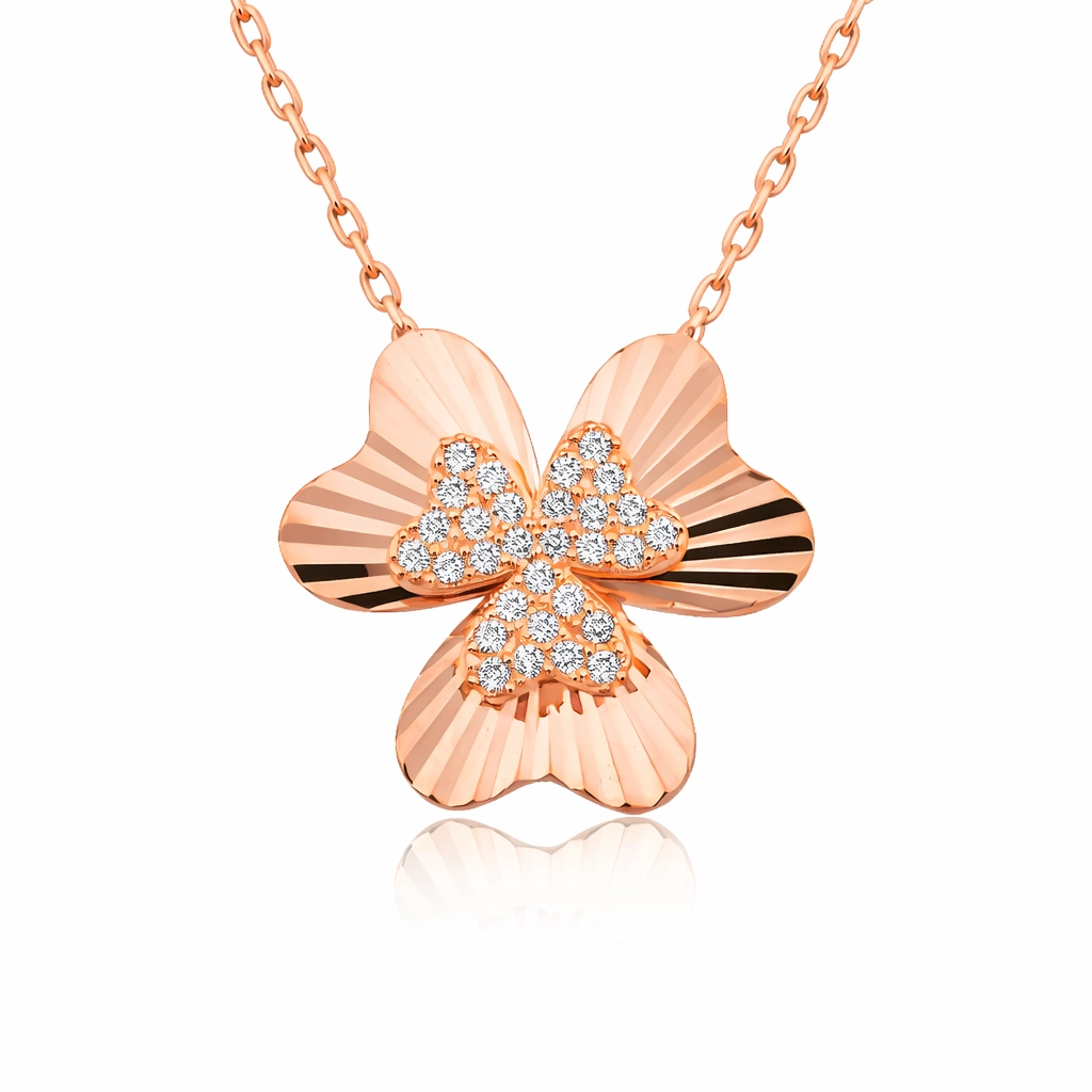 Silver Rose Heart Clover Women’s Necklace