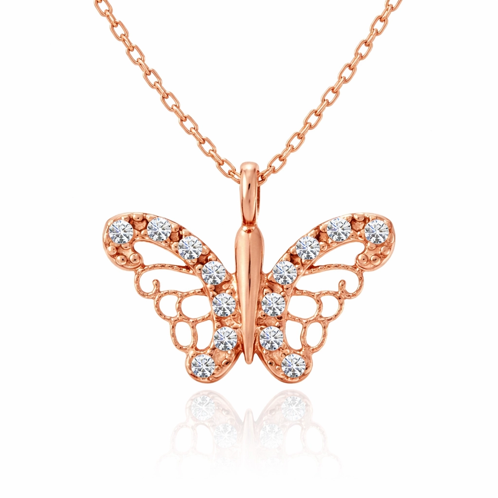 Silver Rose Butterfly Women’s Necklace