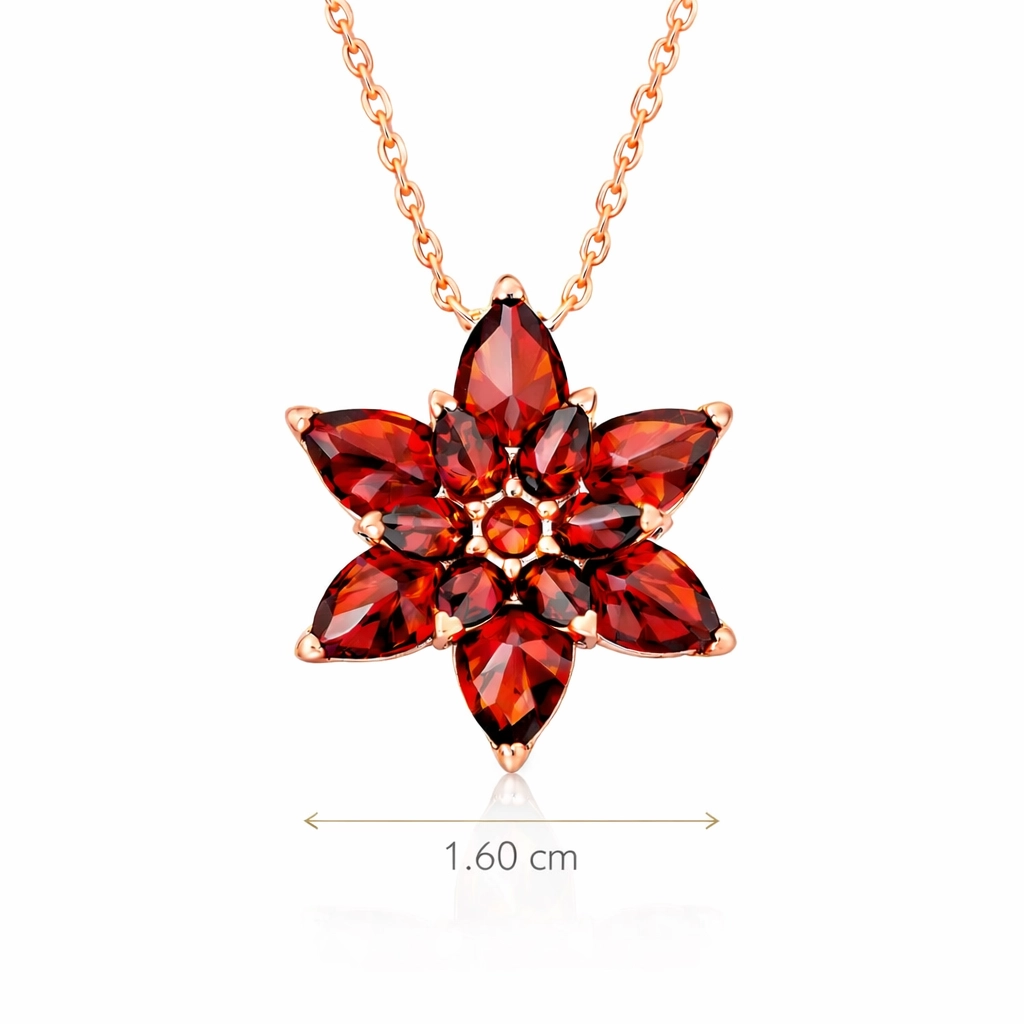 Silver Rose Red Lotus Flower Necklace