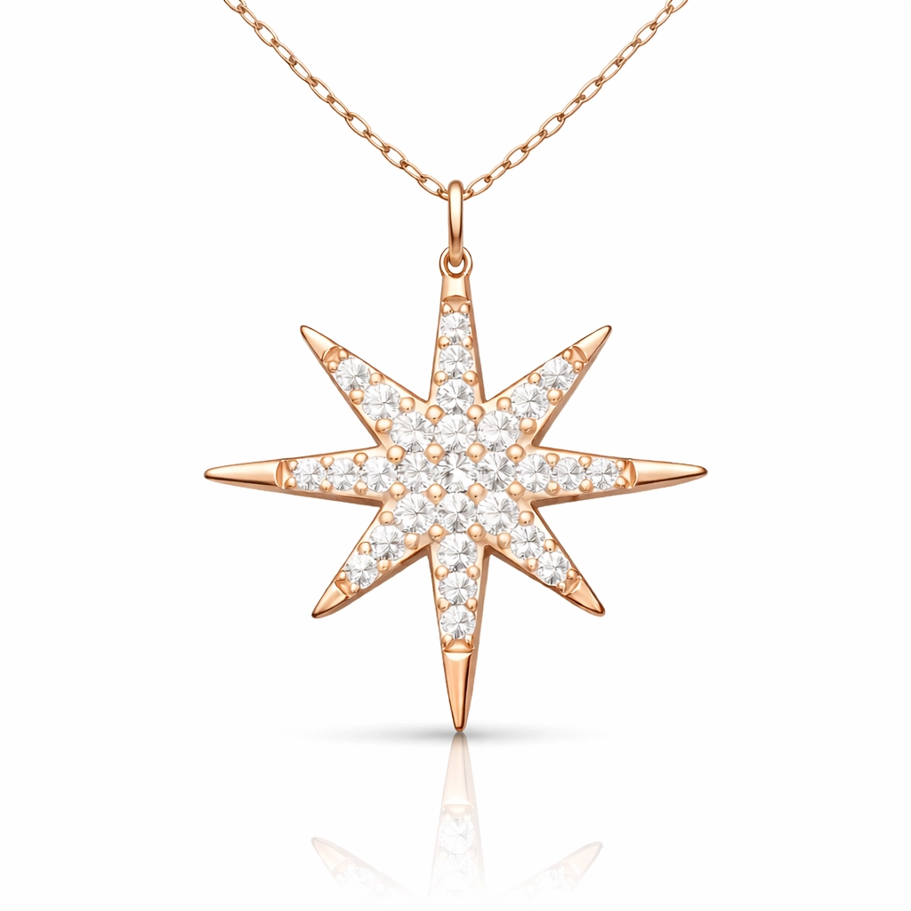 Silver Rose Polar Star Women's Necklace