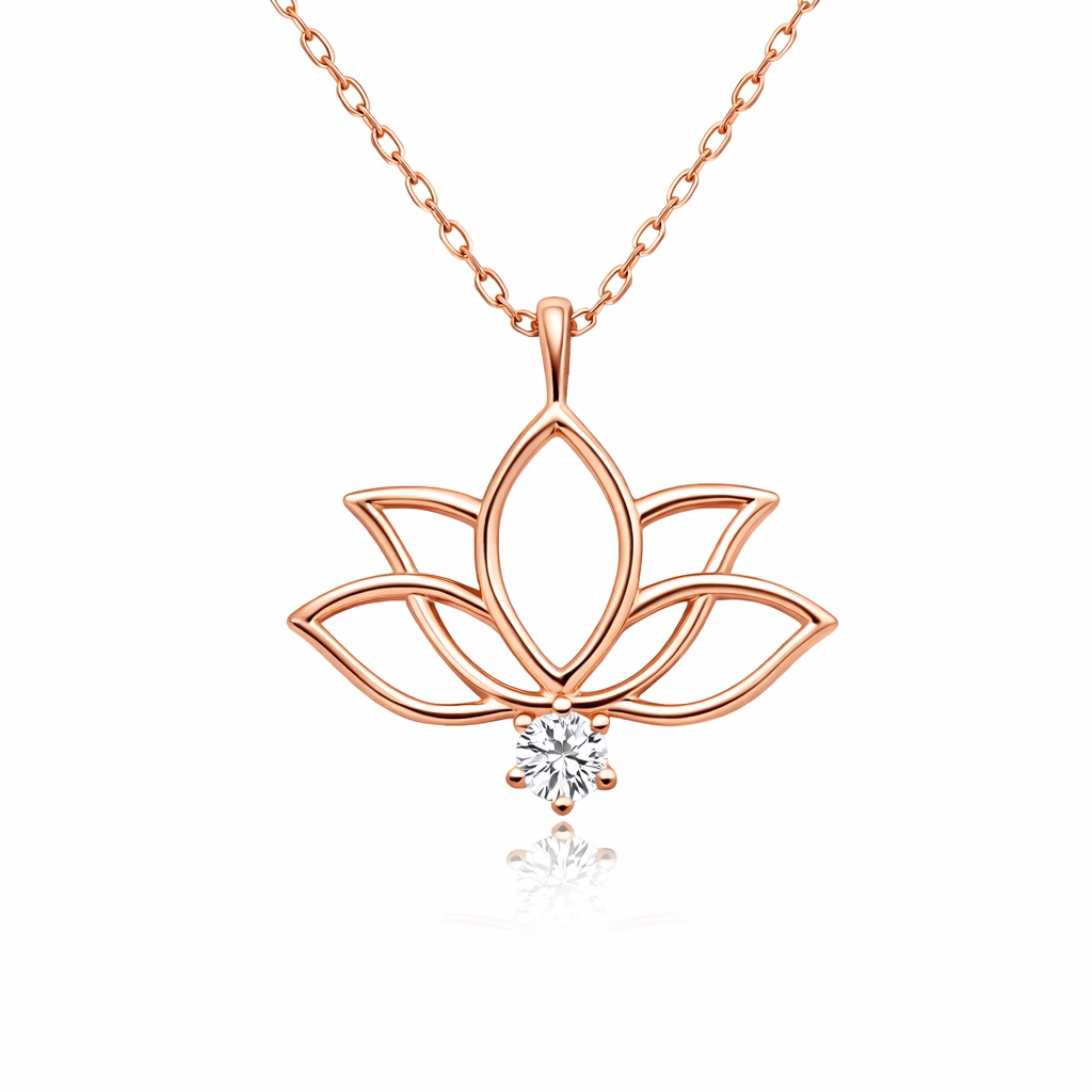 Silver Rose Lotus Flower Women’s Necklace