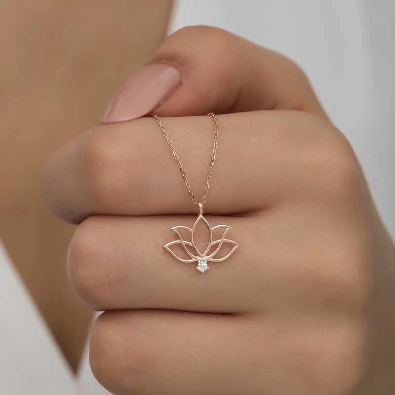 Silver Rose Lotus Flower Women’s Necklace