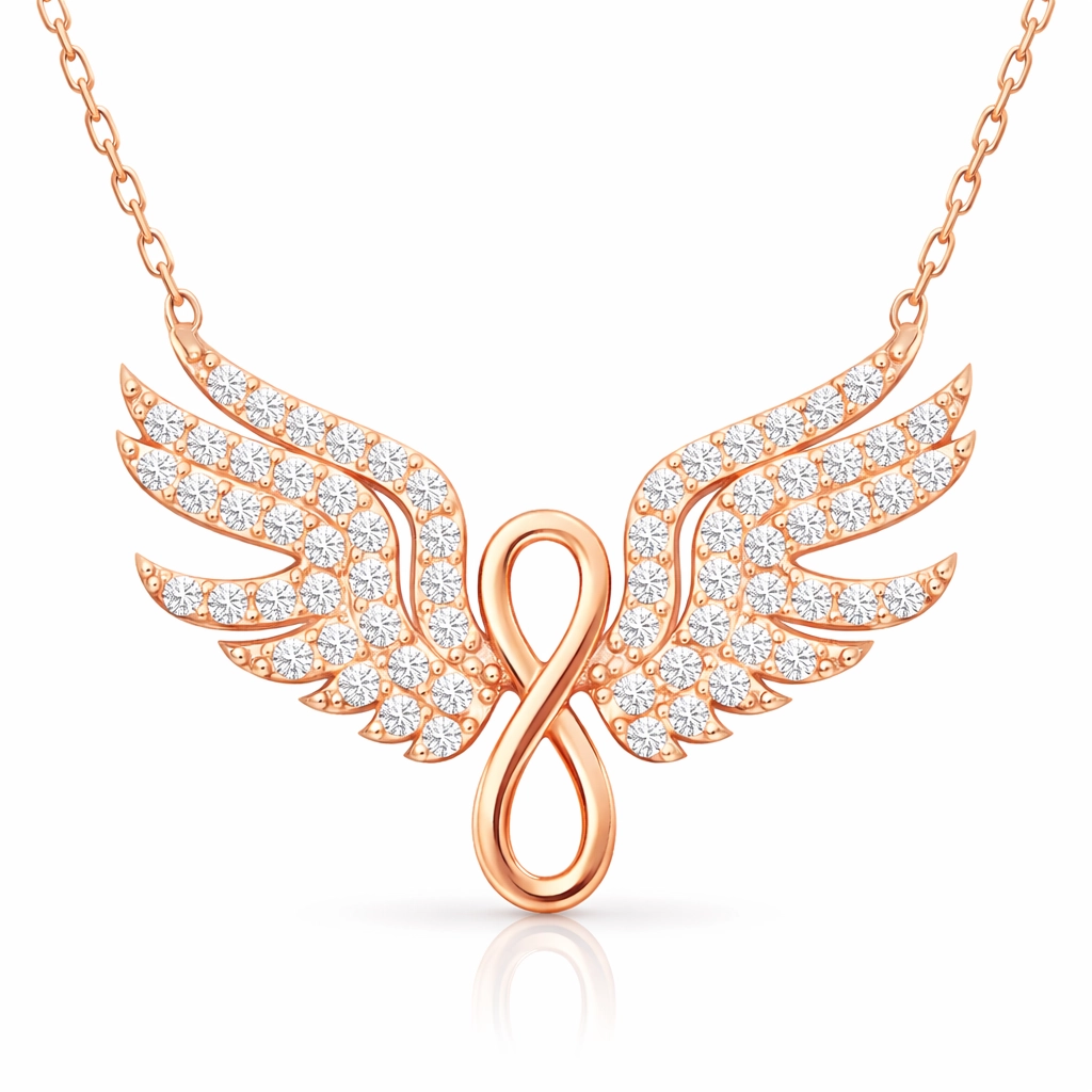 Silver Rose Angel Wing Infinity Women’s Necklace