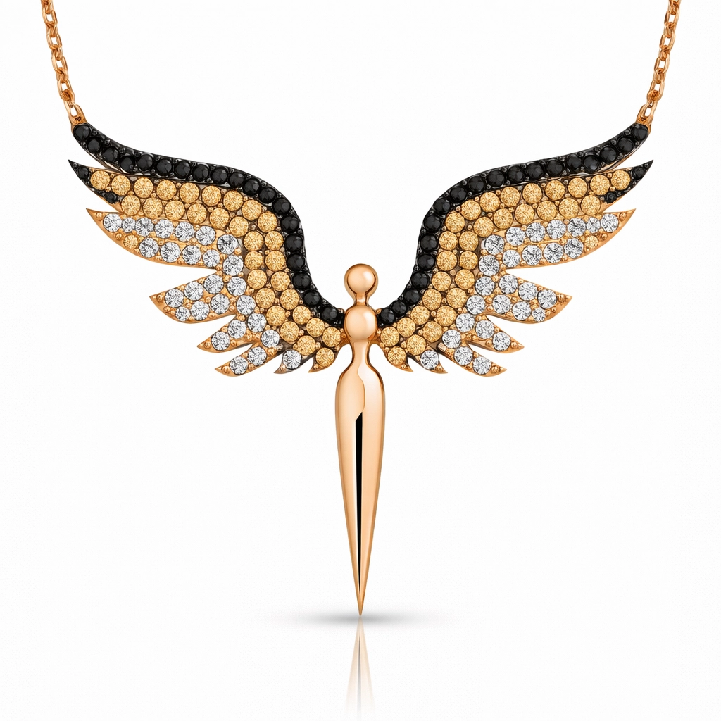Silver Rose Michael Angel Necklace for Women