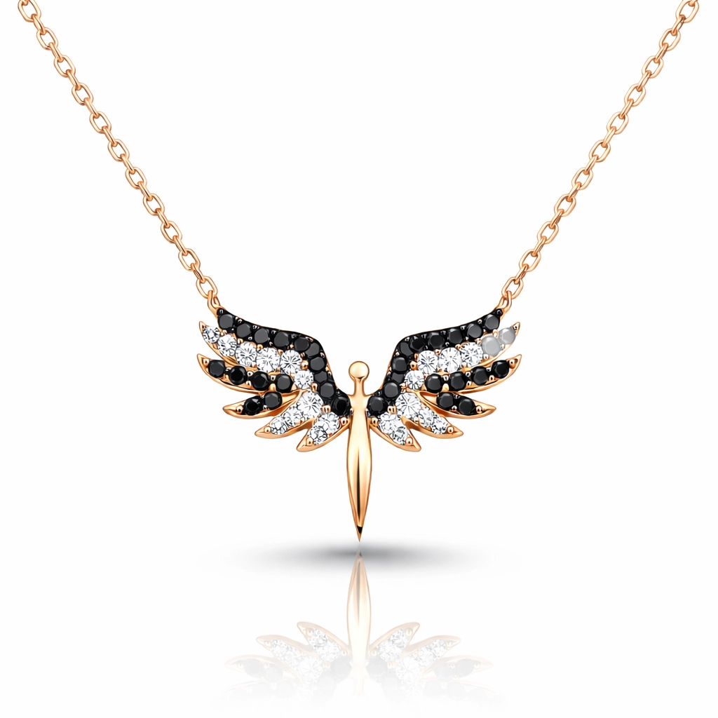 Silver Rose Michael Angel Necklace for Women