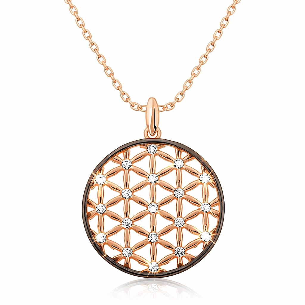 Silver Rose Flower of Life Necklace