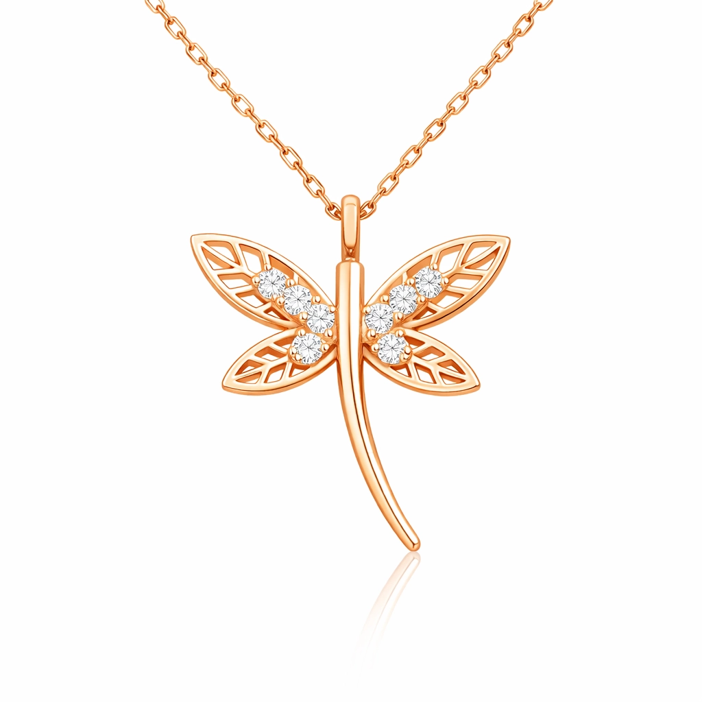 Silver Rose Dragonfly Women’s Necklace