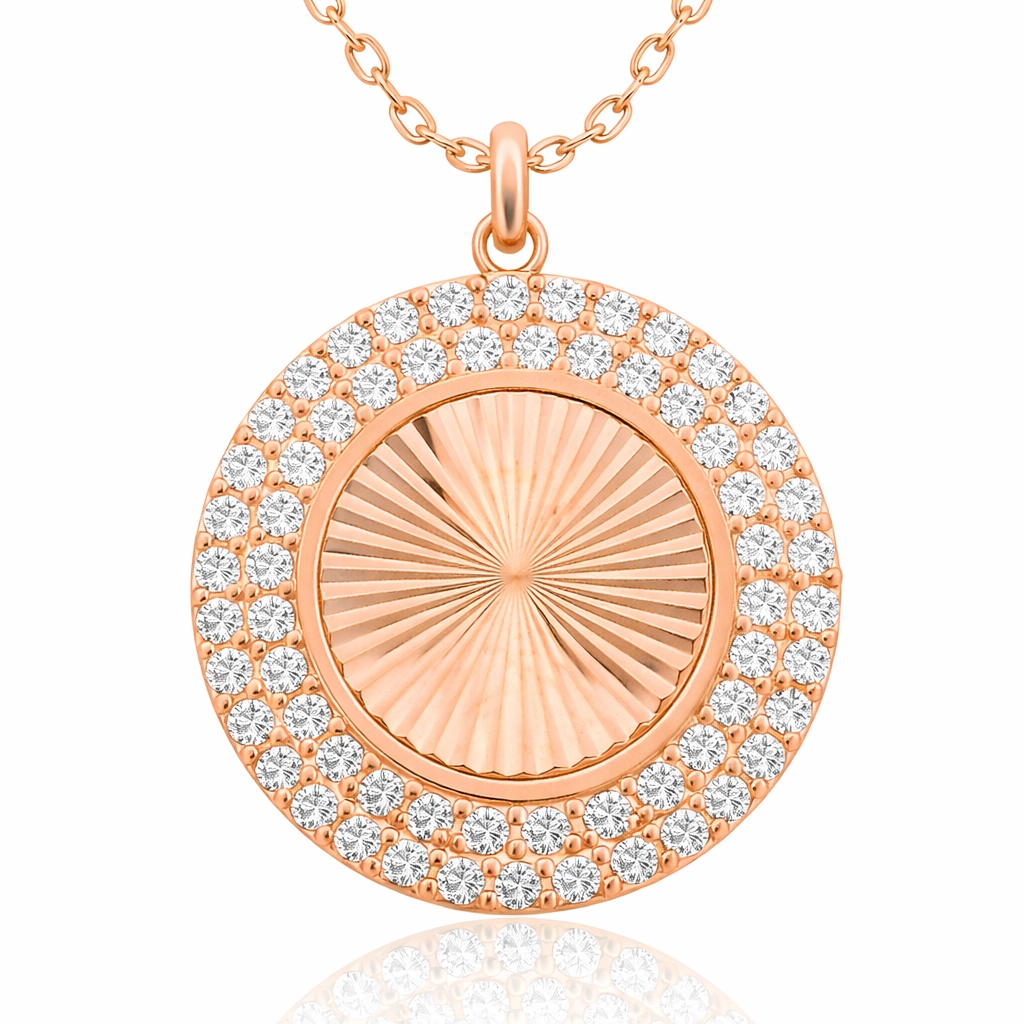 Silver Rose Oval Ruffle Women’s Necklace