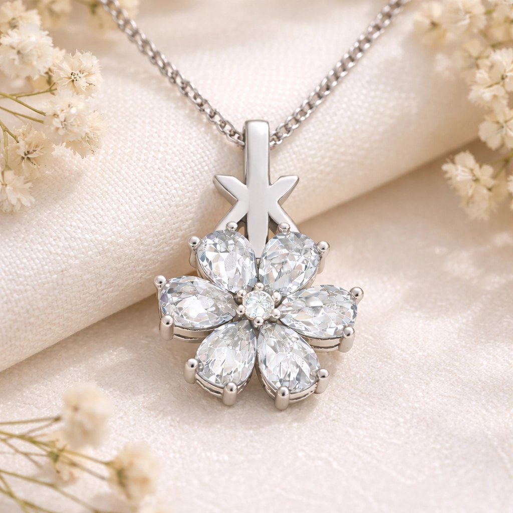 Silver White Love Flower Women’s Necklace