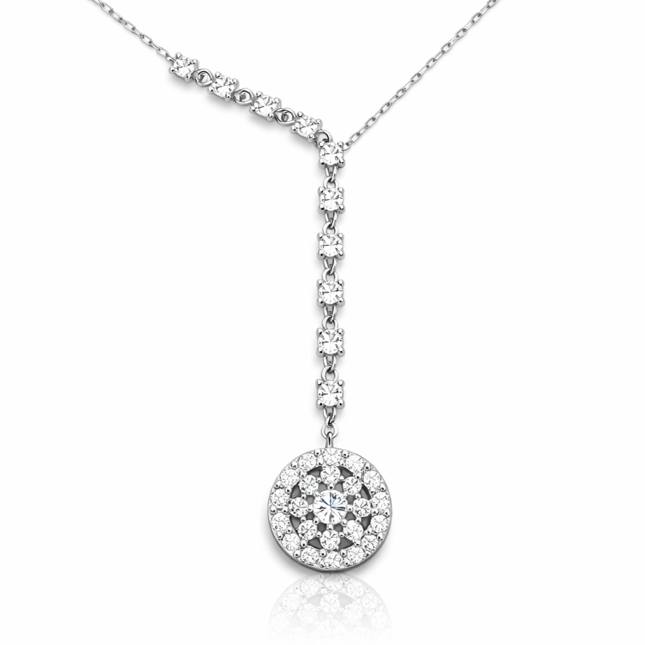 Silver Sequential Zircon Stone Flower Women’s Necklace