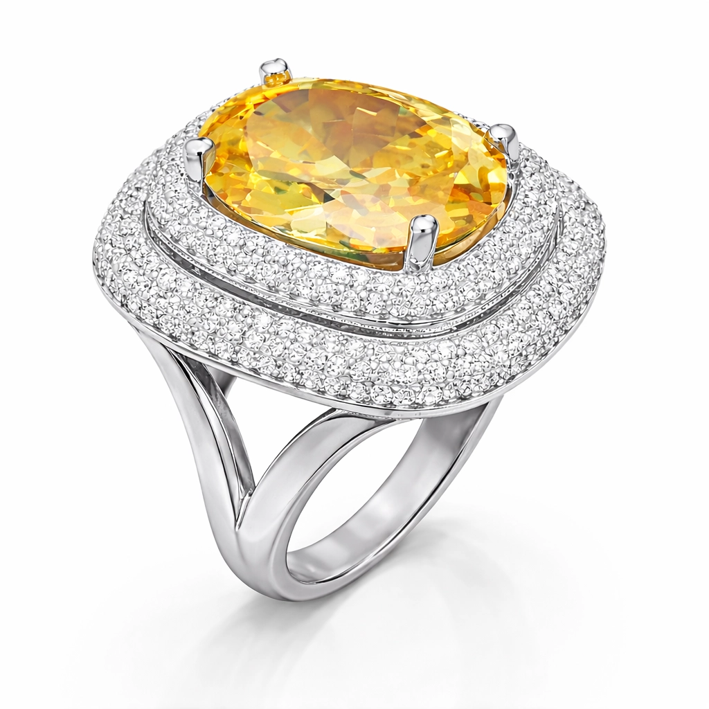 Silver Sitrin Stone-set Women's Ring