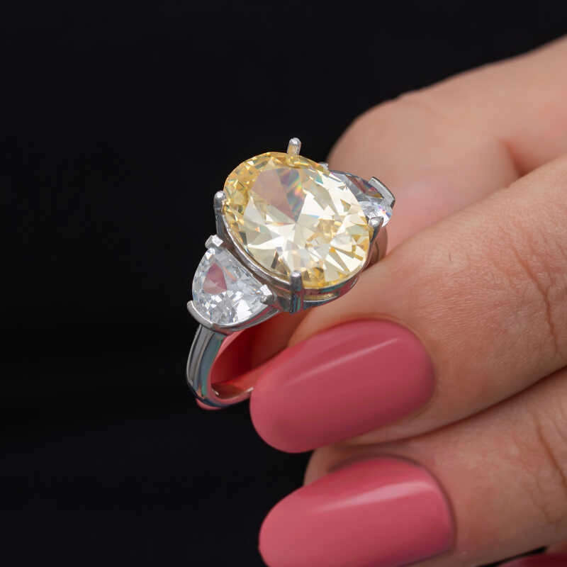 Silver Citrine Zircon Stone Women’s Ring