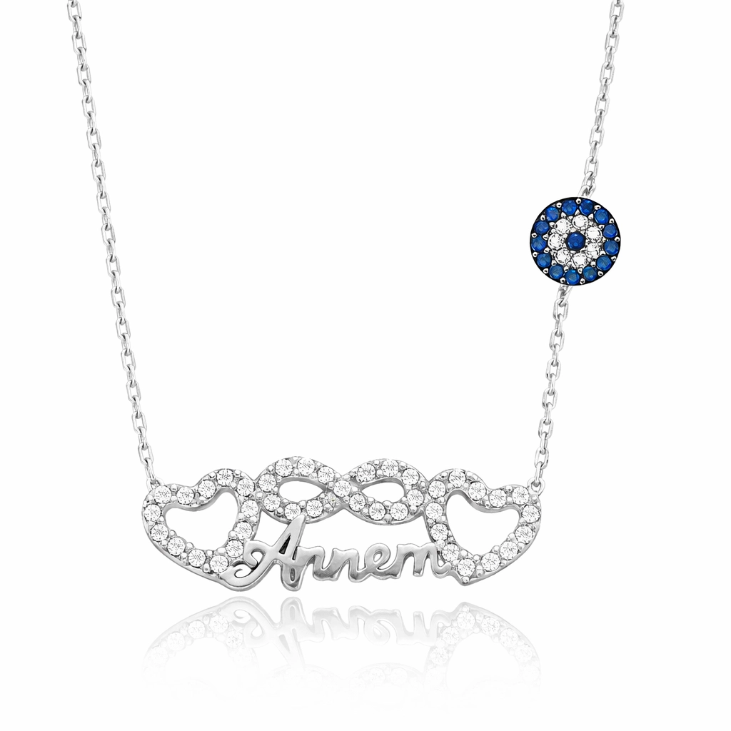 Silver Infinity Heart Mom Necklace for Women