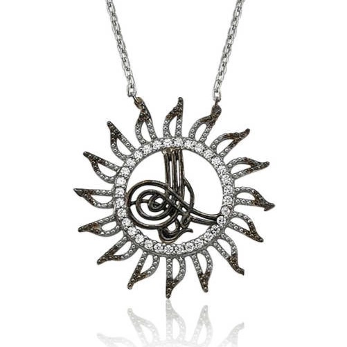 Silver Tughra Sun Necklace for Women