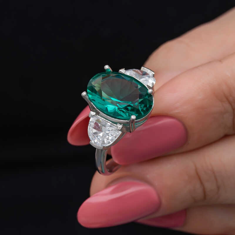 Silver Green Color Paraiba Stone Women’s Ring