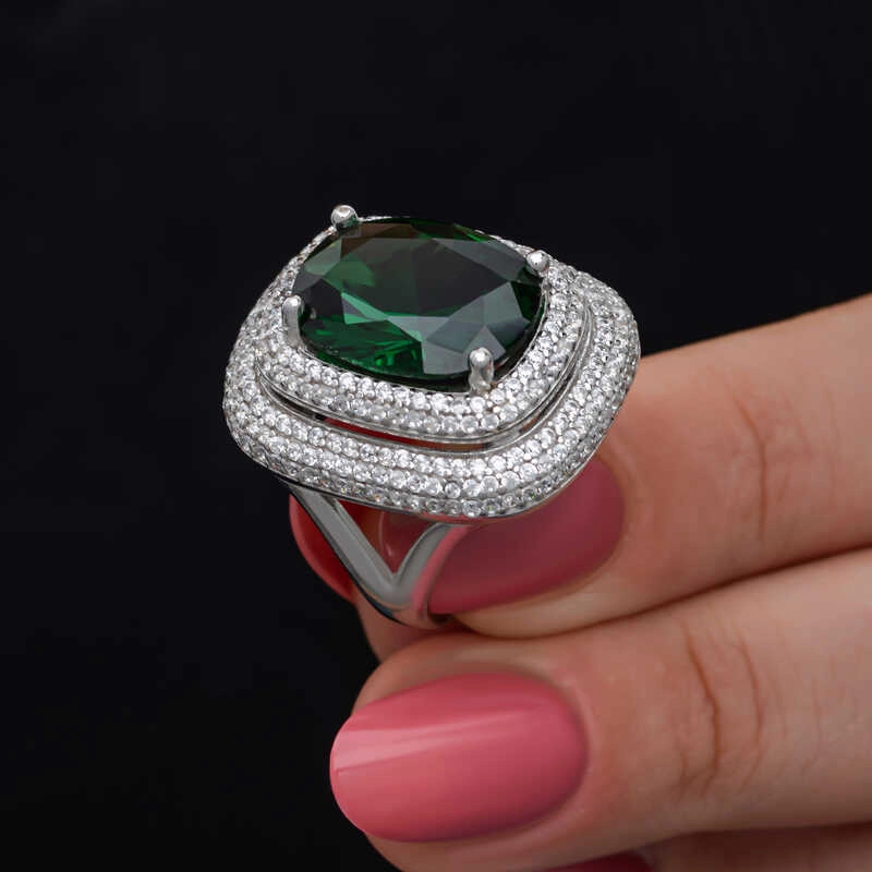 Silver Green Zircon Stone Women’s Ring