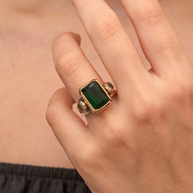 Silver Green Zircon Stone Authentic Women’s Ring