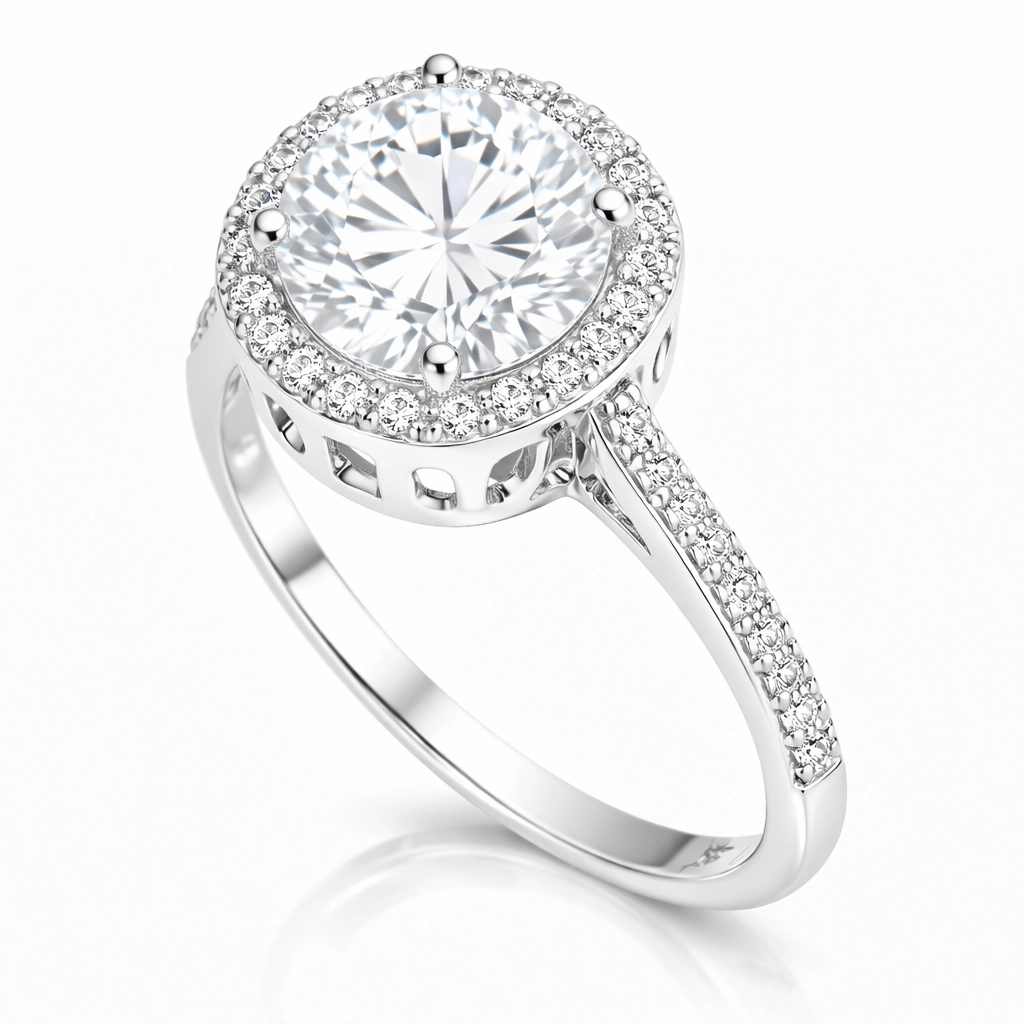Silver Round Mount Single Stone Women's Ring