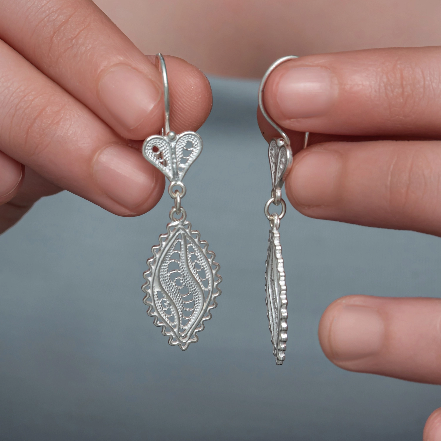 Silver 925 Leaf Filigree Earring