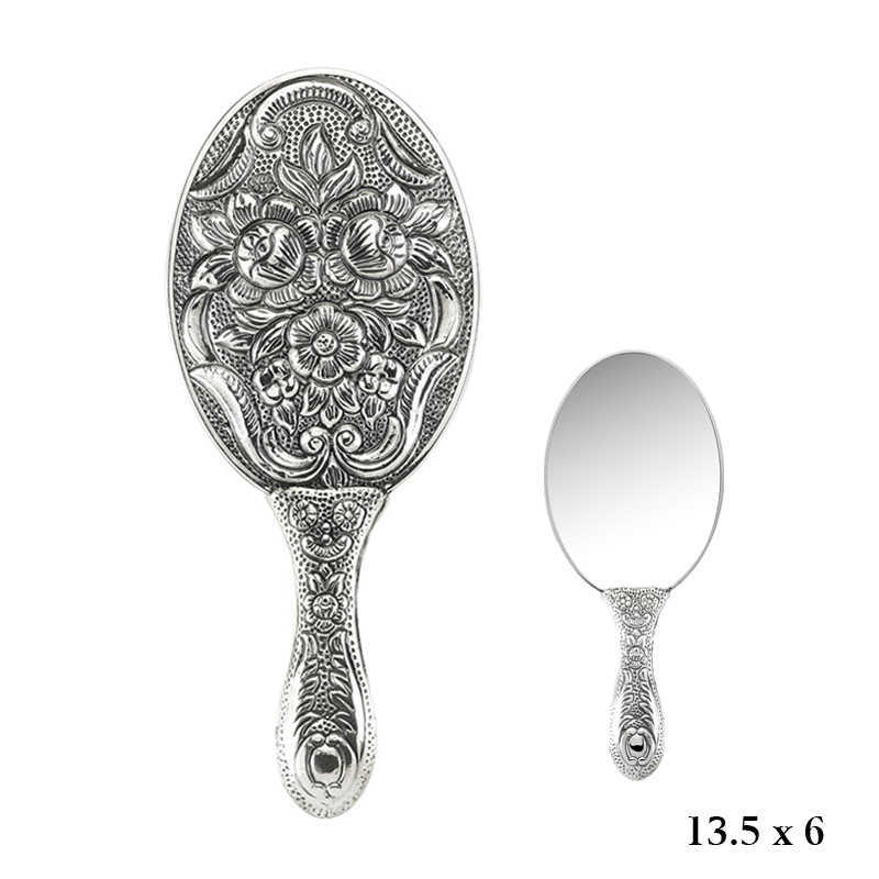 Magnolia Motif Silver Hand Mirror