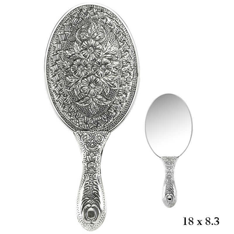 Daisy Patterned Silver Hand Mirror