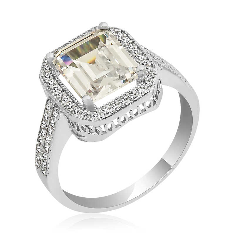 Silver White Baguette Women’s Ring