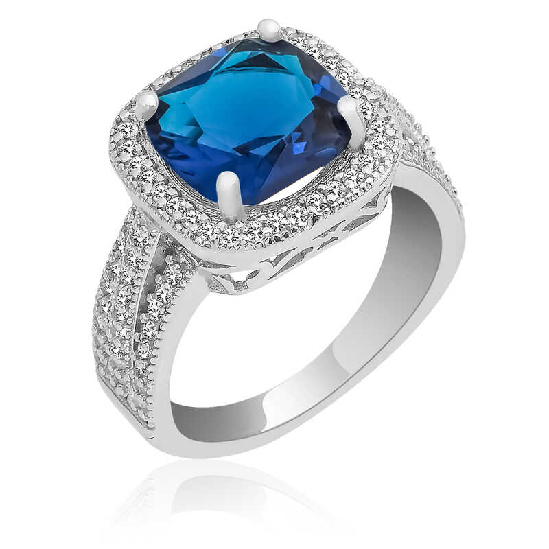 Silver Blue Baguette Women’s Ring