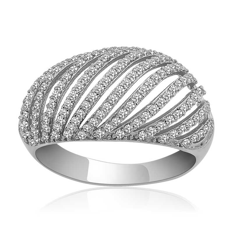 Silver Zircon Stone Domed Women’s Ring