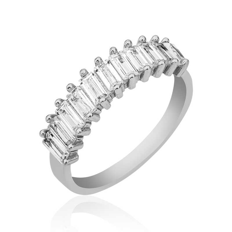 Silver Row Baguette Stone Women’s Ring