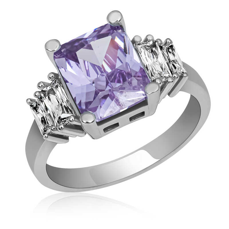 Silver Lilac Baguette Stone Women’s Ring